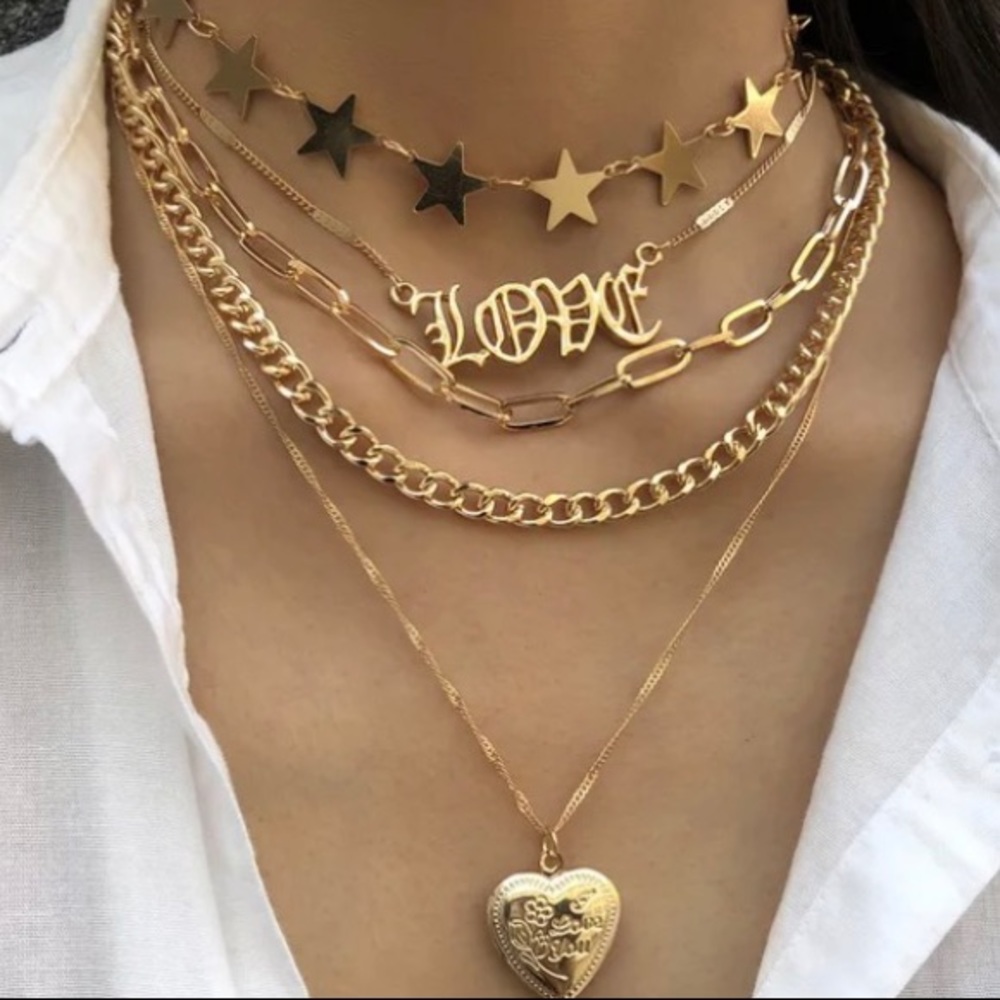 Gold -Tone Stars Choker Necklace - Y2K